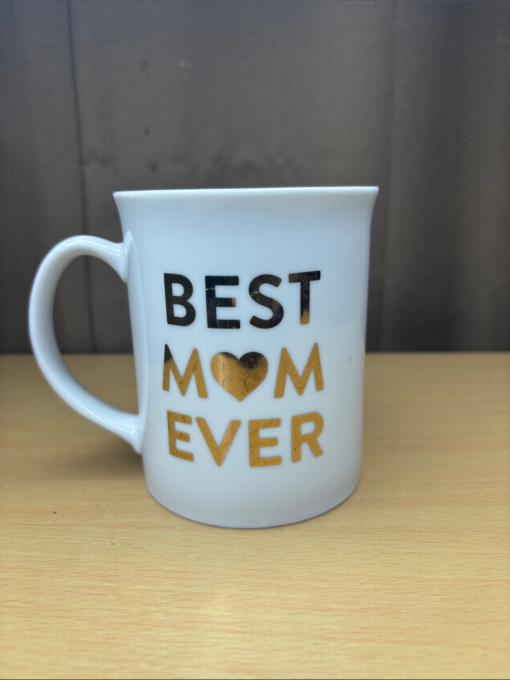 Fringe Studio White Ceramic Mug with Black and Gold "Best Mom Ever"